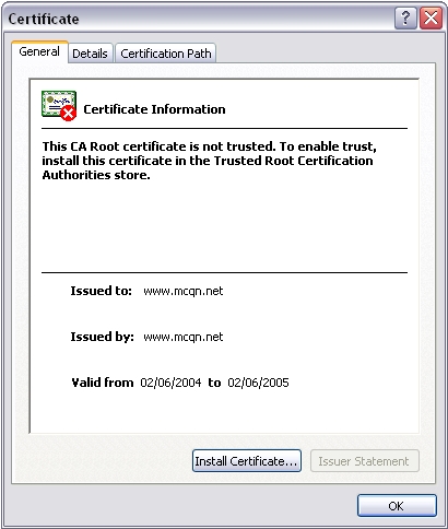 Certificate
		Information Dialog Box